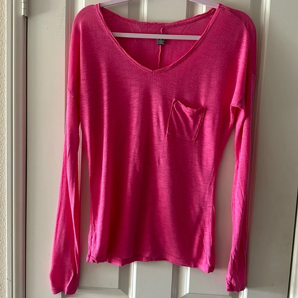 Aerie Pink Long Sleeve Lounge Top